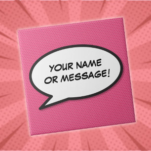 Azulejo De Cerâmica Bolha de Fala de Mensagem Personalizada Rosa Diver