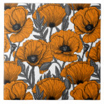 Azulejo De Cerâmica Bolhas de laranja em branco<br><div class="desc">Padrão vetorial feito de papoilas desenhadas à mão.</div>