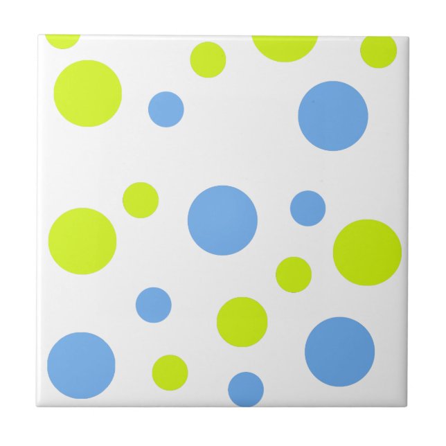 Azulejo De Cerâmica Bolhas Felizes Funky Amarelo Azul (Frente)