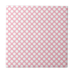 Azulejo De Cerâmica Bolinhas brancas a rosa