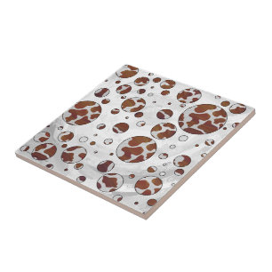 Azulejo De Cerâmica Bolinhas castanho e Impressão branco