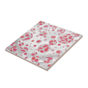 Azulejo De Cerâmica Bolinhas, cor-de-rosa e branco