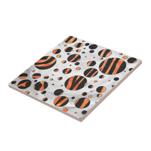 Azulejo De Cerâmica Bolinhas Zebra Black e Orange