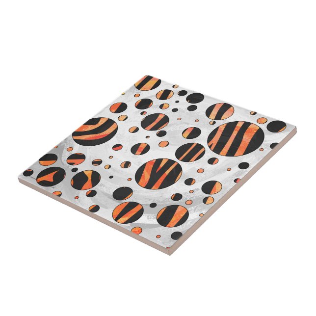 Azulejo De Cerâmica Bolinhas Zebra Black e Orange (Lateral)