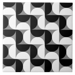 Azulejo De Cerâmica Bolinhos de Padrão do Século Médio Branco Negro