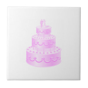 Azulejo De Cerâmica Bolo De Casamento Rosa Para Sempre