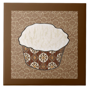 Azulejo De Cerâmica Bolo de Coco, Fundo com Redemoinho Japonês