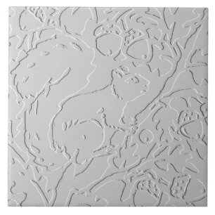 Azulejo De Cerâmica Bolota Preta-Embaralhada-Cinza Branca-Esquilo