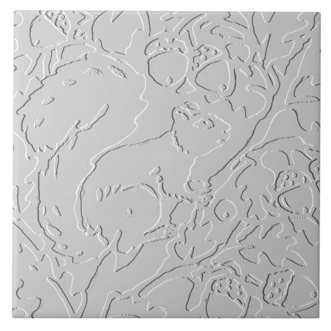 Azulejo De Cerâmica Bolota Preta-Embaralhada-Cinza Branca-Esquilo (Frente)