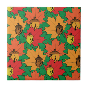 Azulejo De Cerâmica Bolotas e folhas VI