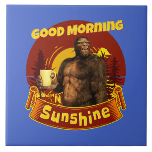 Azulejo De Cerâmica Bom Dia Sol Bigfoot Café Humor Arte