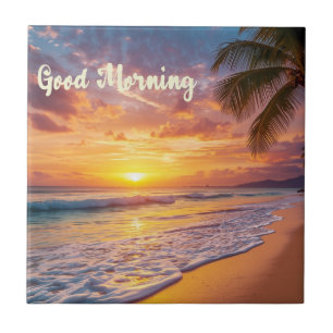 Azulejo De Cerâmica Bom Dia Vida na Praia 02