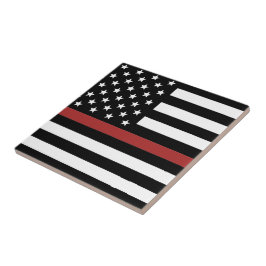 Azulejo De Cerâmica Bombeiro Thin Red Line America Flag Fire Rescut