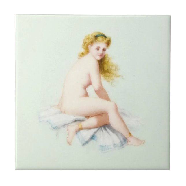 Azulejo De Cerâmica Boneca loira da era Edwardian (Frente)