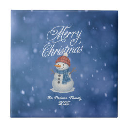 Azulejo De Cerâmica Boneco de Neve Caprichoso Feliz Natal