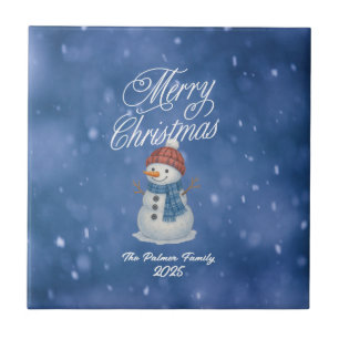 Azulejo De Cerâmica Boneco de Neve Caprichoso Feliz Natal