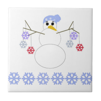Azulejo De Cerâmica Boneco de Neve com Flocos de Neve