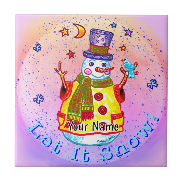 Azulejo De Cerâmica Boneco de Neve Estrela (Frente)