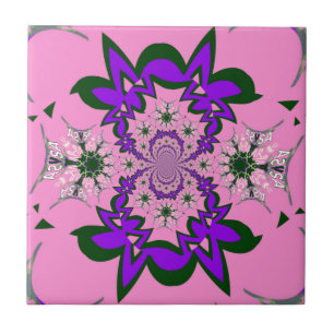 Azulejo De Cerâmica Bonita Bebê Rosa Floral Roxo-Forte Arte-Motif