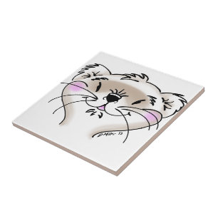 Azulejo De Cerâmica Bonita Cartoon Ferret Face