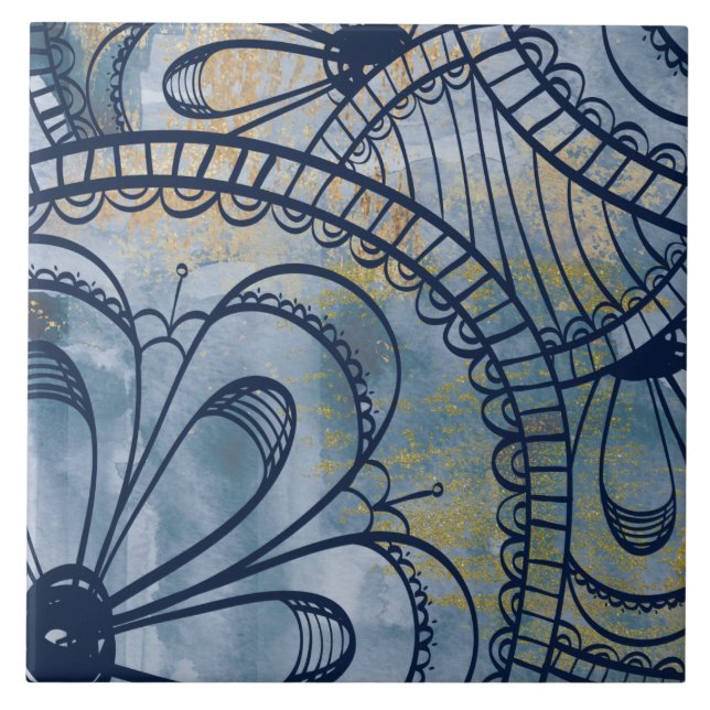 Azulejo De Cerâmica Bonita cinza azul industrial faux cobre (Frente)