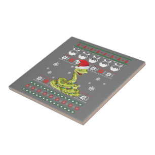 Azulejo De Cerâmica Bonita Cobra Feia Doce Natal Luz Pajama