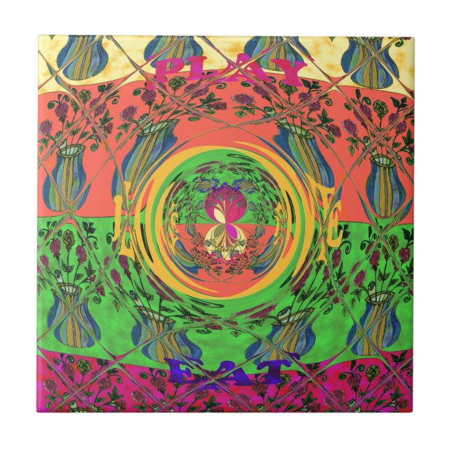 Azulejo De Cerâmica Bonita e Bonita Impressão de Arte Floral (Frente)