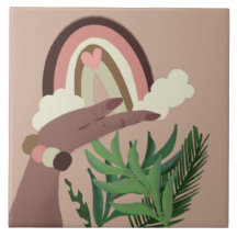 Bonito Arco-Íris Verde Natural Mãos Femininas