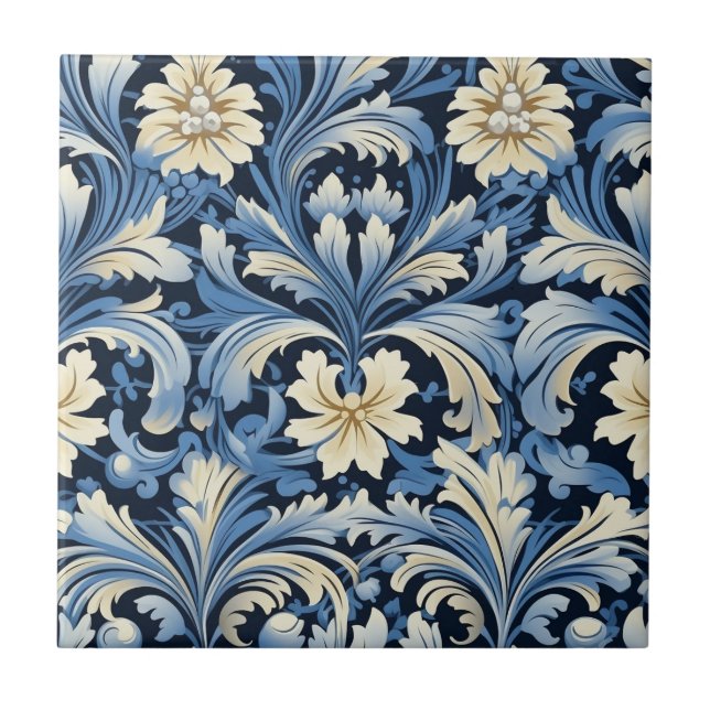 Azulejo De Cerâmica Bonito Art Nouveau Floral (Frente)