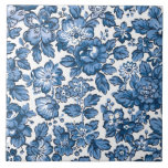 Azulejo De Cerâmica Bonito Boho Blue e White Floral<br><div class="desc">Bonito padrão floral com flores boêmicas azuis em fundo branco.</div>