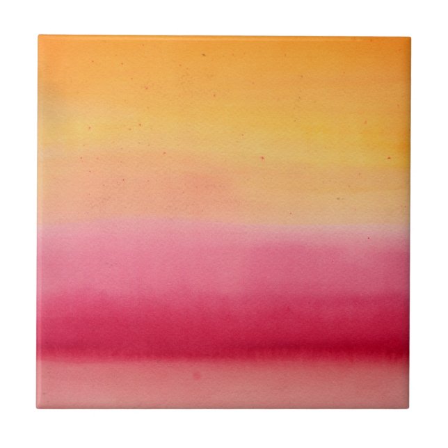 Azulejo De Cerâmica Bonito Cor de Água Rosa Laranja (Frente)