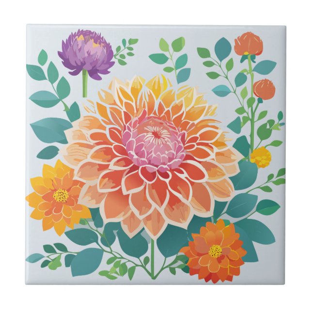 Azulejo De Cerâmica Bonito Dahlia (Frente)