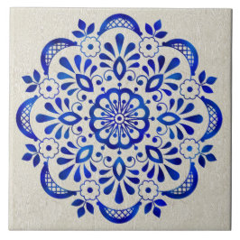 Azulejo de cerâmica bonito de Mandala Floral Azul