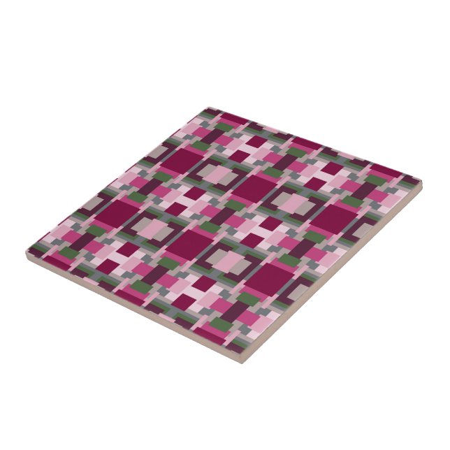 Azulejo De Cerâmica Bonito em Rosa e Verde Bloco de Cor  (Lateral)