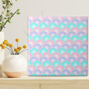 Azulejo De Cerâmica bonito escamas de sereia azul-pastel-rosa-púrpura