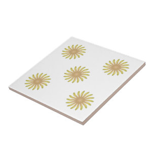 Azulejo De Cerâmica Bonito Flor Vegetal Com Petais De Curva De Tom Da