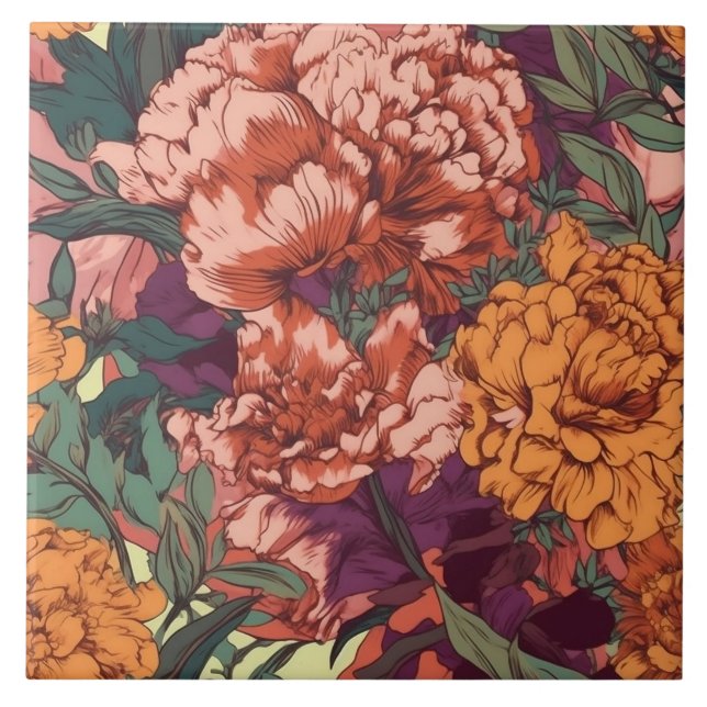 Azulejo De Cerâmica Bonito floral (Frente)