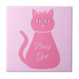 Azulejo De Cerâmica Bonito Gato De Bebê Rosa