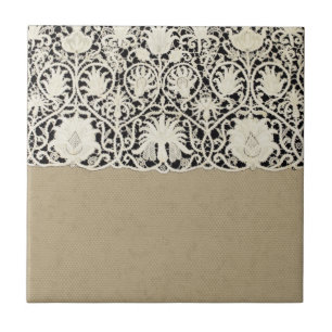 Azulejo De Cerâmica Bonito Linen White Lace Antique de Casamento