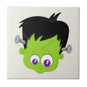Azulejo De Cerâmica Bonito monstro verde Frankenstein no Halloween
