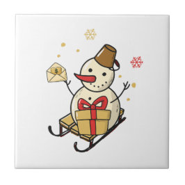 Azulejo De Cerâmica Bonito Neve Em Um Sled