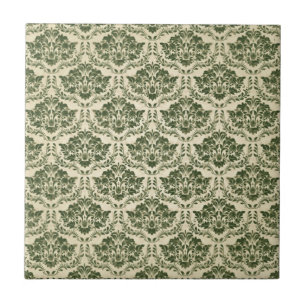 Azulejo De Cerâmica Bonito Padrão Floral Verde - Vintage