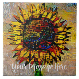 Azulejo De Cerâmica Bonito pintura de girassol Abstrato
