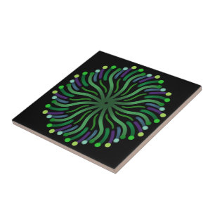 Azulejo De Cerâmica Bonito Planta Do Oceano Com Tentáculos De Curva