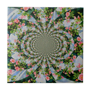 Azulejo De Cerâmica Bonito rosa-boho, rosas vermelhas, flor-aquarela