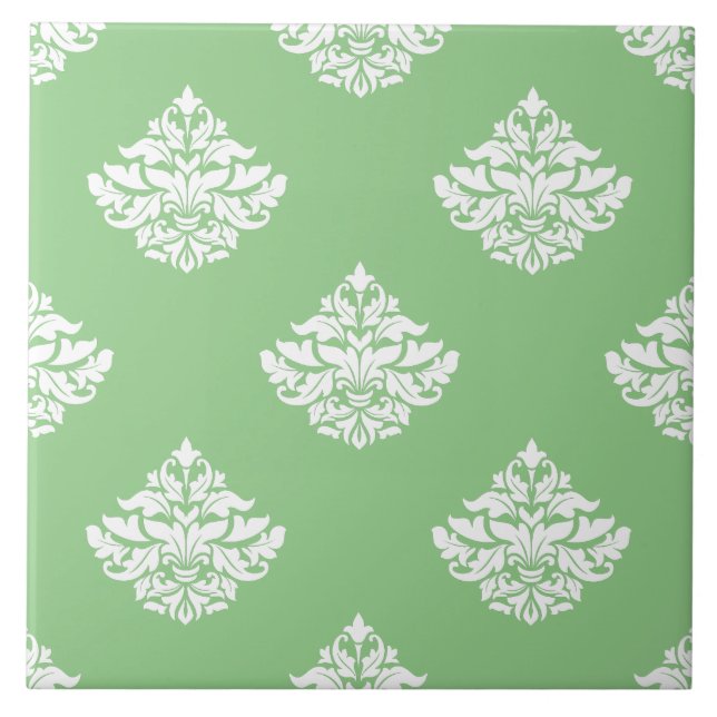 Azulejo De Cerâmica Bonito sábio verde vitoriano padrão floral (Frente)