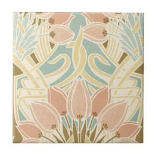 Azulejo De Cerâmica bonito tulipas art nouveau padrão floral