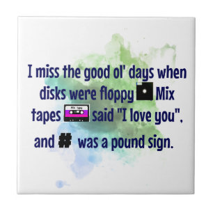 Azulejo De Cerâmica Bons dias antigos, misturar fitas e disquete FUNNY