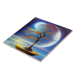 Azulejo De Cerâmica bonsai Paisagem Lunar 