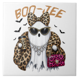 Azulejo De Cerâmica Boo-JEE Fantasma Leopardo Coquete Halloween